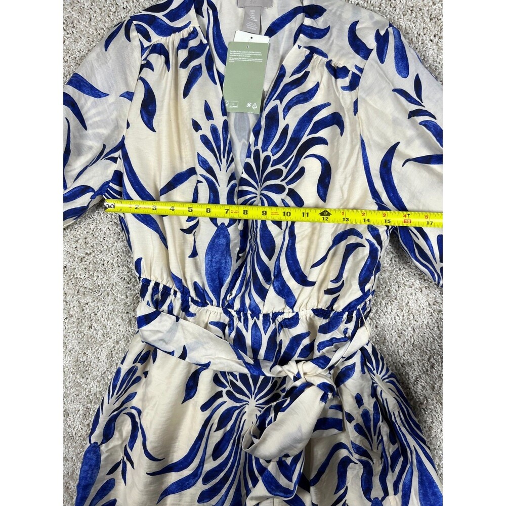 H&M Coastal Floral Dress Blue White Resort Boho Vacation NWT Small - Picture 2 of 9